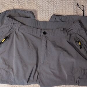 Gray Cargo Shorts with Yellow Accents